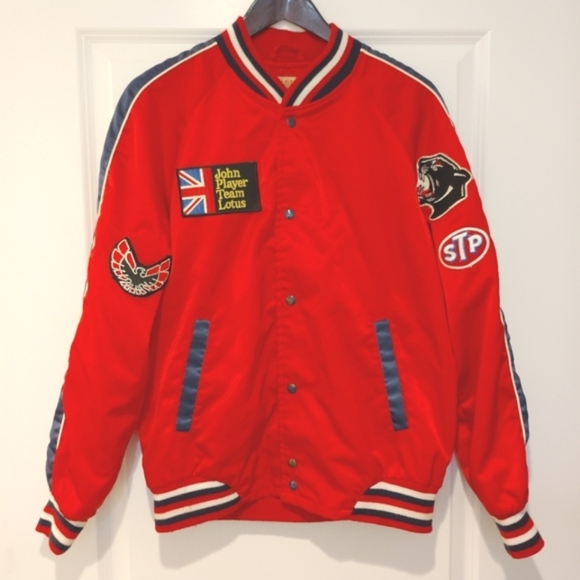Vintage Formula One John Player Team Lotus Satin Jacket Racing L Italian - Picture 1 of 15